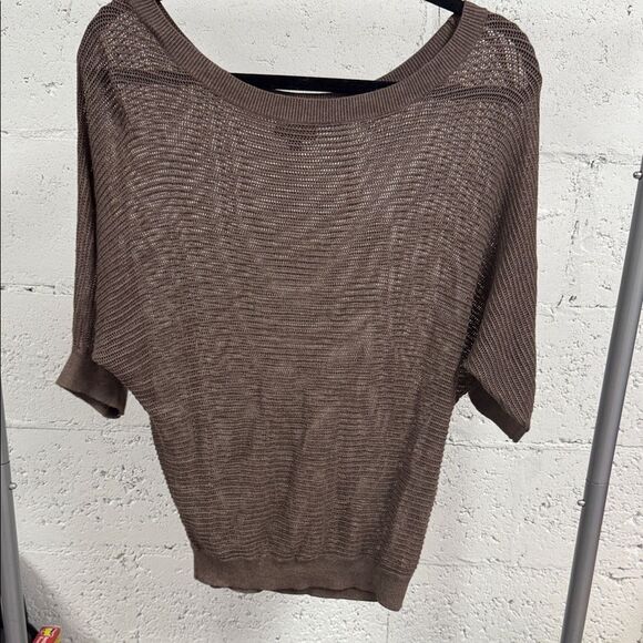 Express Taupe Knit V-Neck Sweater BRAND NEW - Size XS Short Sleeve Sweater - Picture 1 of 4